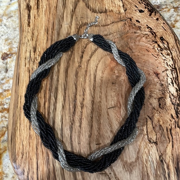 Combo black and silver beaded necklace and bracelet - Picture 3 of 3